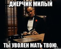 Диерчик милый Ты уволен мать твою.