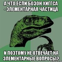 А что если Бозон Хиггса - элементарная частица и поэтому не отвечает на элементарные вопросы?