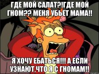 Где мой салат?!где мой гном?? Меня убьет мама!! Я хочу ебаться!!! А если узнают,что я с гномам!!