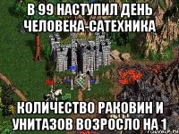 В 99 наступил день человека-сатехника Количество раковин и унитазов возросло на 1