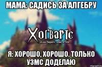 Мама: садись за алгебру Я: хорошо, хорошо. Только УЗМС доделаю