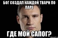 Бог создал каждой твари по паре Где мой сапог?