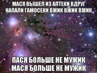 Мася вышел из аптеки Вдруг напали гамосеки Вжик вжик вжик Пася больше не мужик Мася больше не мужик