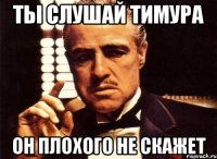 ты слушай Тимура он плохого не скажет