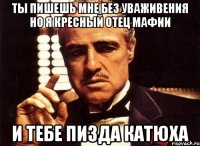 ты пишешь мне без уваживения но я кресный отец мафии и тебе Пизда Катюха