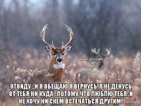  отойду ..и я обещаю я вернусь!я не денусь от тебя ни куда ..потому что люблю тебя..и не хочу ни скем встечаться другим!