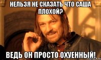 Нельзя не сказать что Саша плохой? Ведь он просто охуенный!