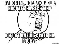 Ну почему когда хочешь насрать на весь мир В итоге идёшь срать на глобус