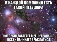 В каждой компании есть такой петушара Который забегает в речку раньше всех и начинает брызгаться