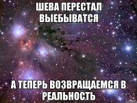 Шева перестал выебыватся А теперь возвращаемся в реальность