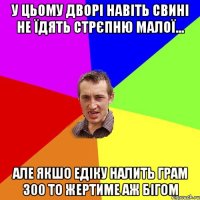 у цьому дворі навіть свині не їдять стрєпню малої... але якшо Едіку налить грам 300 то жертиме аж бігом