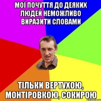 Мої почуття до деяких людей неможливо виразити словами Тільки вертухою, монтіровкою, сокирою