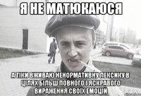 Я не матюкаюся а тіки вживаю ненормативну лексику в цілях більш повного і яскравого вираження своїх емоцій