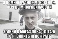 я помню чудноє мгновеньє, передо мной явилась ти зганяй в магаз пока одіта, а то ні випить ні пожрать