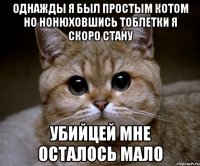 однажды я был простым котом но нонюховшись тоблетки я скоро стану убийцей мне осталось мало