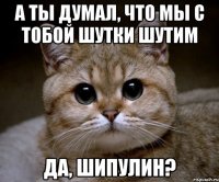 А ты думал, что мы с тобой шутки шутим Да, Шипулин?