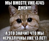 Мы вместе уже 4745 дней!!! А это значит что мы неразлучны уже 13 лет!