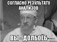 Согласно результату анализов ВЫ - ДОЛБОЁБ