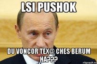 lsi pushok du voncor tex@ ches berum ha???