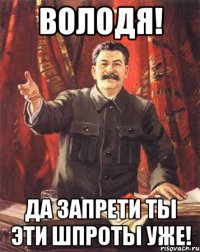 Володя! Да запрети ты эти шпроты уже!