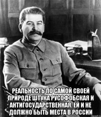  реальность по самой своей природе штука русофобская и антигосударственная. Ей и не должно быть места в России