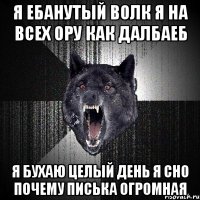 Я ебанутый волк я на всех ору как далбаеб Я бухаю целый день я сно почему писька огромная