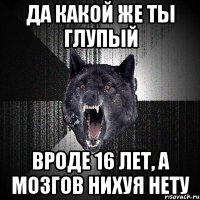 Да какой же ты глупый Вроде 16 лет, а мозгов нихуя нету