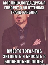 Моё лицо,когда друзья говорят о 60 оттенках Гранд Каньона вместо того,чтоб зиговать и бросать в балабольню лолы.