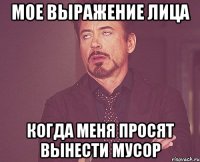 Мое выражение лица когда меня просят вынести мусор