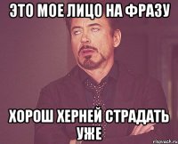 это мое лицо на фразу хорош херней страдать уже