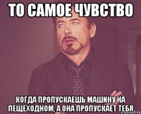 то самое чувство когда пропускаешь машину на пещеходном, а она пропускает тебя