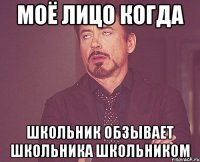 моё лицо когда школьник обзывает школьника школьником