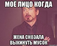 моё лицо когда жена скозала выкинуть мусок