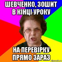 Шевченко, зошит в кінці уроку На перевірку прямо зараз