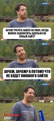 Зачем тратить бабло на пиво, когда можно задонатить Адольфу на новый сайт? Зачем, зачем? А потому что не будет никакого сайта!