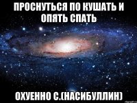 Проснуться по кушать и опять спать Охуенно с.(Насибуллин)