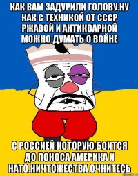 Как вам задурили голову.ну как с техникой от ссср ржавой и антикварной можно думать о войне С россией которую боится до поноса америка и нато.ничтожества очнитесь