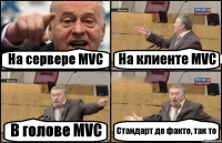 На сервере MVC На клиенте MVC В голове MVC Стандарт де факто, так то