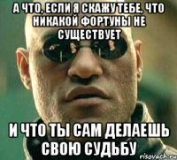 а что, если я скажу тебе, что никакой фортуны не существует и что ты сам делаешь свою судьбу