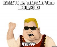 Курва то від тебе смердить як від коня чув???