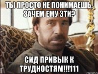 ты просто не понимаешь, зачем ему эти? Сид привык к трудностям!!!111