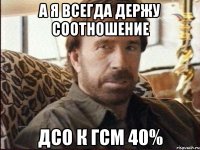 А я всегда держу соотношение ДСО к ГСМ 40%