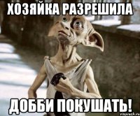 Хозяйка разрешила Добби покушать!