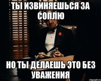 ты извиняешься за соплю но ты делаешь это без уважения