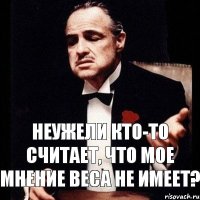 Неужели кто-то считает, что мое мнение веса не имеет?