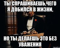 ты спрашиваешь,чего я добился в жизни, но ты делаешь это без уважения