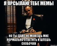 я прсылаю тебе мемы но ты даже не можешь мне нормально ответить и шлешь скобочки