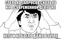 Столько запросов,сколько их в современной девушке нету и не было даже в гугле