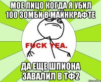 Мое лицо когда я убил 100 зомби в майнкрафте Да еще шпиона завалил в тф2