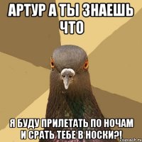 Артур а ты знаешь что Я буду прилетать по ночам и срать тебе в носки?!